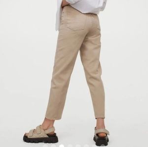 H&M beige loose mom jeans ankle length high waist